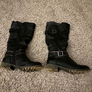 Black Pleather Women's Boots
